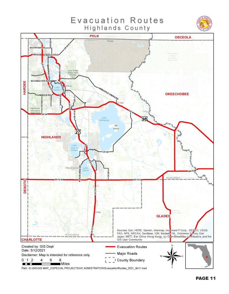 Highlands County Evacuation Routes Highlands Hurricane Center